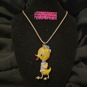 Betsey Johnson Yellow Duck Pendant Necklace